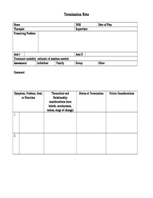 Fillable Online Termination Note Fax Email Print Pdffiller