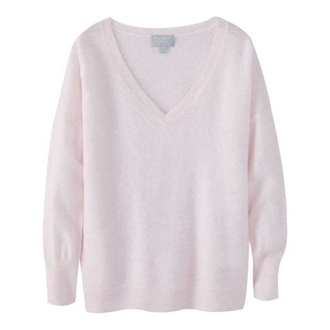 Pale Pink Cashmere Relaxed V Neck Jumper Brandalley