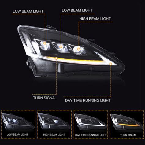 VLAND Full LED DRL Projector Headlights For 2006 2013 Lexus IS 250 IS