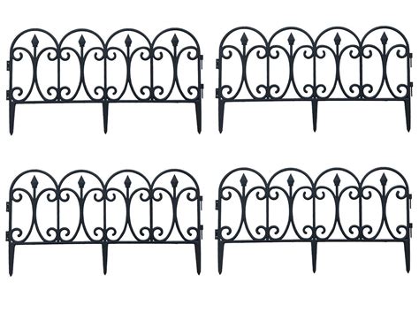 Pack 4 X Garden Border Path And Flower Bed Edging Cast Iron Effect Fence Fencing Ebay