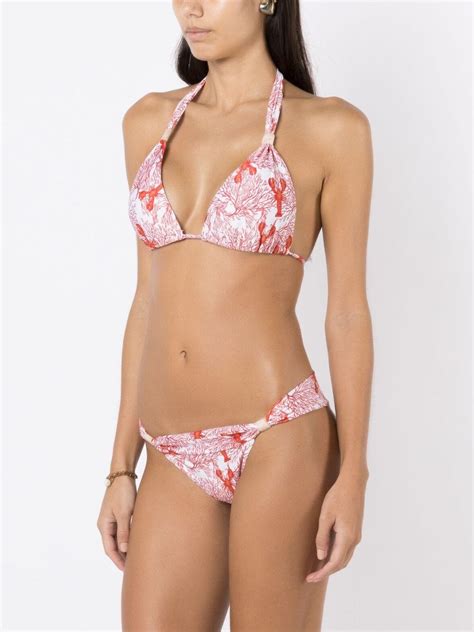 Brigitte Sea Life Print Bikini Set Red FARFETCH