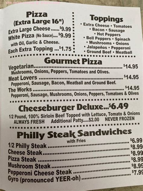 Menu at Philly’s Fish N Chicken pizzeria, Alexandria