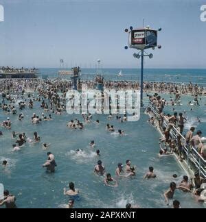 Tel Aviv The Overcrowded Outdoor Swimming Pool On The Boulevard