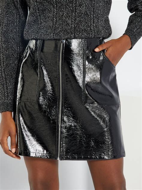 Gonna in vinile con zip - Nero - Kiabi - 18.00€