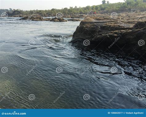 Wall Rock Estuary River Stream Fresh Nature Bedrock Stock Image