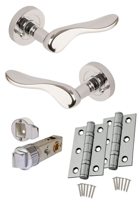 Pegasus Polished Chrome Lever On 52mm Round Rose Door Handles Push Button Privacy Bathroom 3