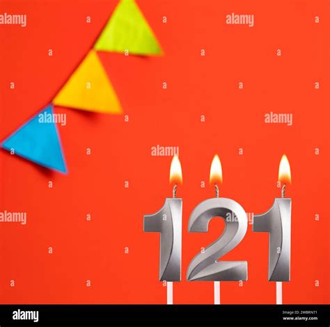 Birthday Candle Number 121 Invitation Card In Orange Background Stock