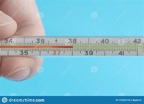 Medical Mercury Thermometer Showing The Temperature Of 38 Â°c Stock