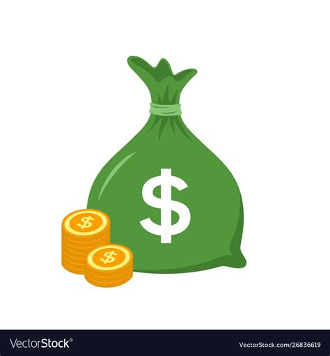 Money Bag And Dollar Coin Icon Bag Royalty Free Vector Image