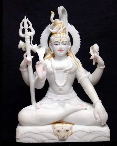 Painted Hindu White Marble Moorti Mahadev For Worship Size 24inch At