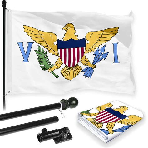 G128 Combo Pack 6 Feet Tangle Free Spinning Flagpole Black Us Virgin Islands Virgin Islands