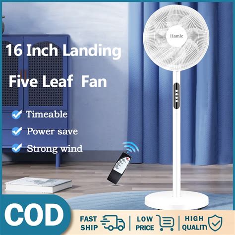 Fan 16 Inch Electric Stand Fan Floor Fan Remote Control Timing Air ...