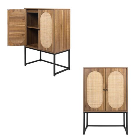 Bay Isle Home Accent Storage Cabinet With 2 Rattan Doors High Kitchen