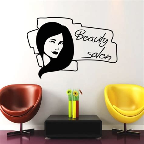 Beauty Salon Sign Wall Decal Removable Vinyl Girl Hair Hairdressing Wall Sticker Salon