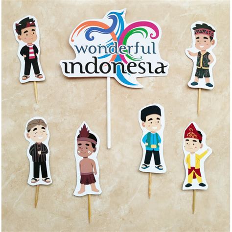 Jual isi 7 hiasan kue cake topper tema Pakaian Adat tradisional ...