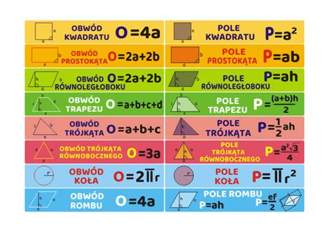 Naklejki Na Schody Matematyczne Pola I Obwody Figur Nr K26 Naklejki