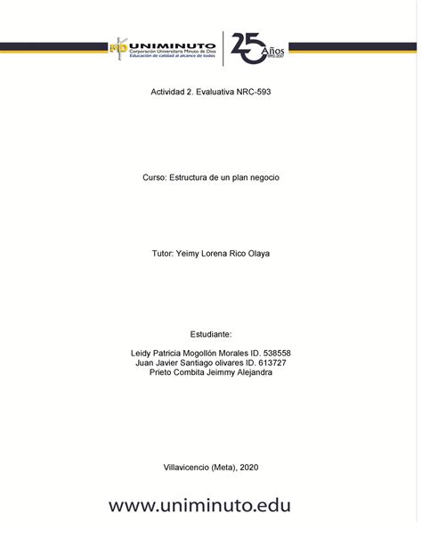 Actividad 2 Evaluativa Plan De Negocios Mapa Conceptual Estructura