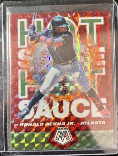 Ronald Acuna Jr Green Fluorescent HS6 Prices 2021 Panini Mosaic Hot Sauce Baseball Cards