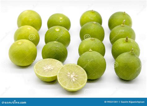 Green Lime With White Backgroundasian Lemonrow Green Lime Stock Image