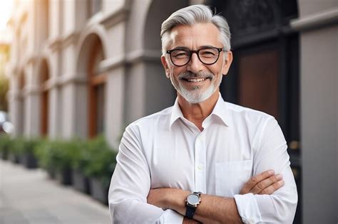 Confident Happy Mature Older Business Man Leader Smiling Middle Aged