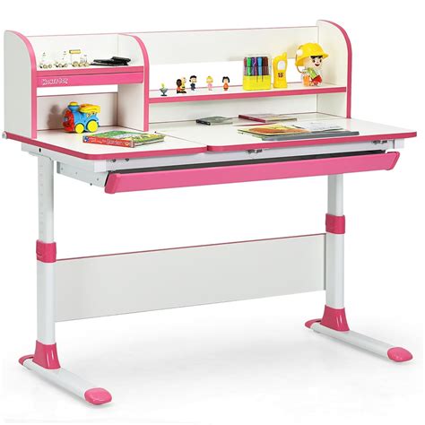 Costway Adjustable Height Kids Study Desk Drafting Table Computer ...