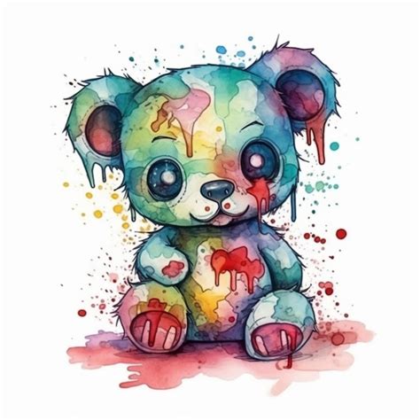 Uma Pintura Em Aquarela De Um Urso Panda Triste Foto Premium