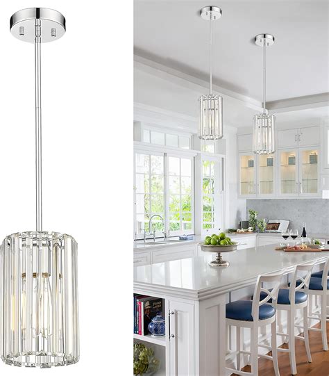 Cargifak Polished Chrome Crystal Pendant Light Modern Hanging Light