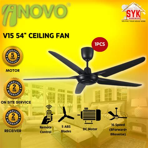 SYK Inovo V15 54 Inch Ceiling Fan Matt Black DC Motor 5 Blade Ceiling