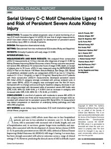 Serial Urinary C C Motif Chemokine Ligand And Risk Of Persistent