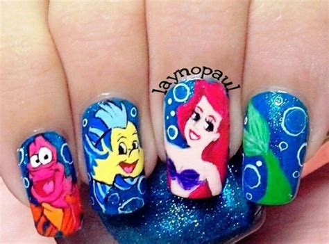 The Little Mermaid Nail Art Little Mermaid Nails Disney Nails Little Mermaid Nail Art