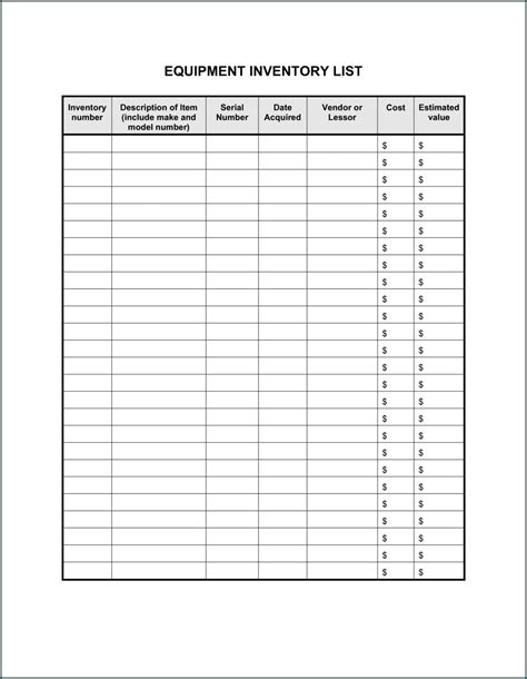 Sample Of Tool Inventory Sheet Template Bogiolo