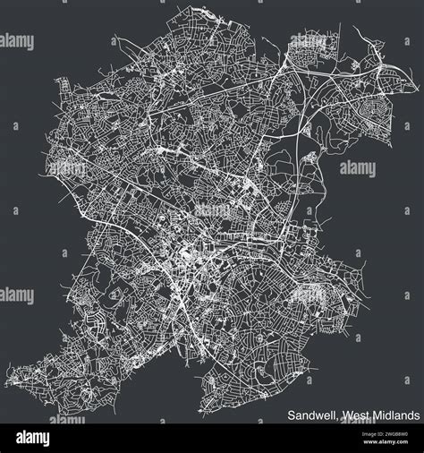 Street Roads Map Of The Metropolitan Borough Of Sandwell West Midlands