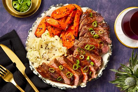 Steakhouse Style Rib Eyes With Mashed Potatoes And Carrots Recipe Hellofresh