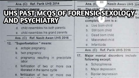 Uhs Mcqs Of Forensic Psychiatry And Sex Jurisprudence Youtube