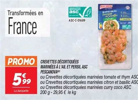 Promo Crevettes Décortiquées Marinées à L ail Et Persil Asc Pescanova