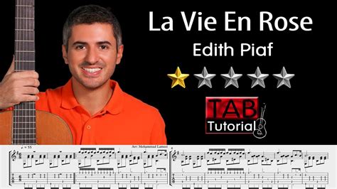 La Vie En Rose By Edith Piaf Fingerstyle Guitar Tutorial Sheet And Tab Youtube