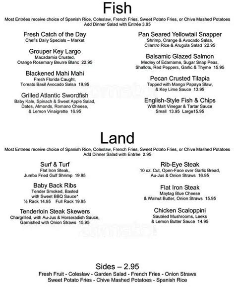 Menu At Banana Boat Restaurant Boynton Beach