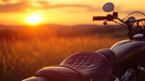 motorcycle  sunset premium ai generated image