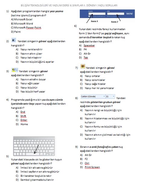 S N F Bili Im Teknolojileri Yaz L Sorular D Nem S Nav