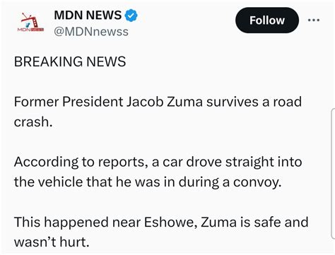 Zuma Survives Crash Mafaro