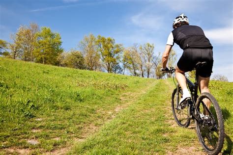 Mountain Bike Cyclist Riding Uphill Stock Photo Image Of Black