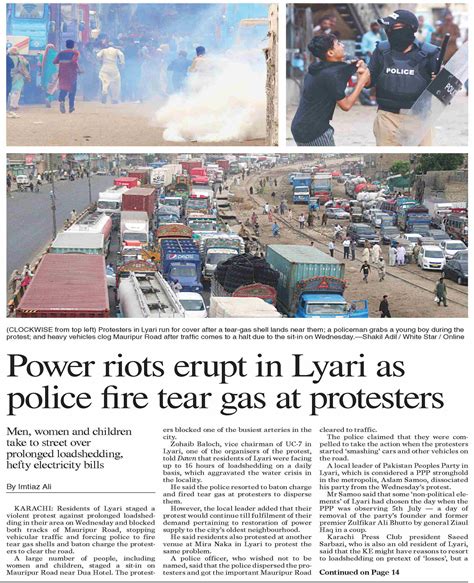 Dawn EPaper Jul 06 2023 Power Riots Erupt In Lyari As Police Fire