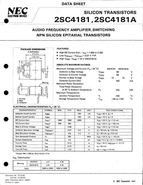 2sc4181a Datasheet Pdf Npn Silicon Epitaxial Transistors