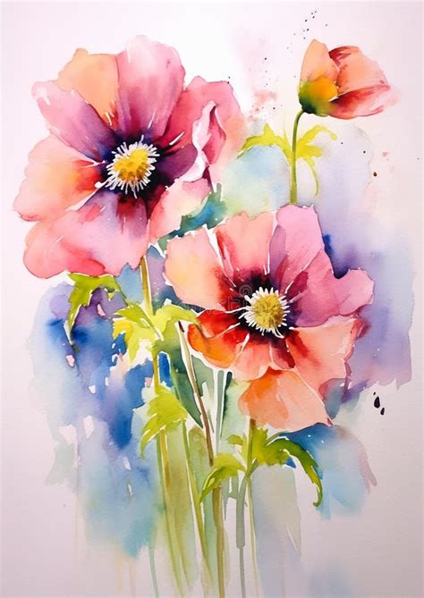 Vibrant Blooms: Mastering Paper Pouring Techniques for Anemones Stock ...