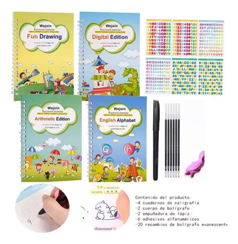 Cuaderno Magico Caligraf A Reutilizables Kit Escolar Pcs Meses Sin