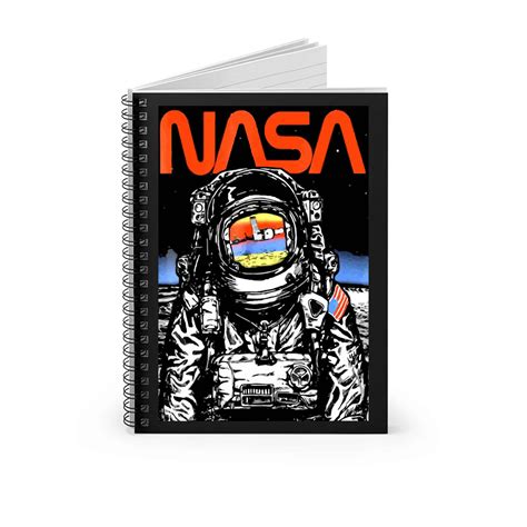 Nasa Astronaut Moon Reflection Vintage Retro Spiral Notebook