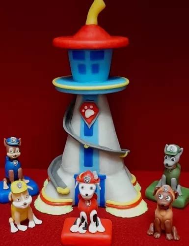 Adorno Torta Torre Paw Patrol Y Perritos En Porcelana Fria En Venta