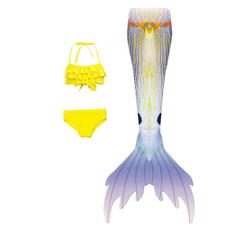 Tiijoy Girls Three Piece Swimsuit Halter Ruffle Bikini Set With Tail