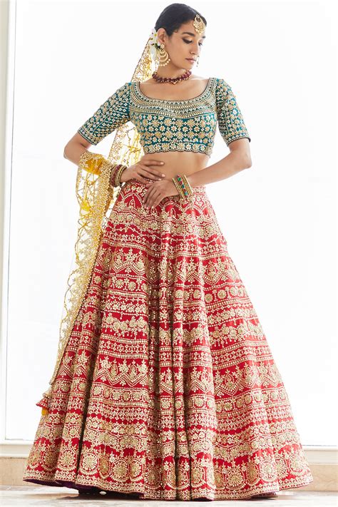 Buy Seema Gujral Raw Silk Embroidered Lehenga Set Online Aza Fashions