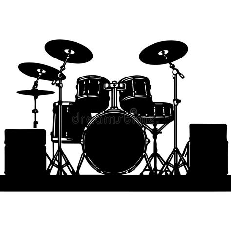 Drums And Drum Set Silhouettes Vector Illustration Drum Kit Silhouette